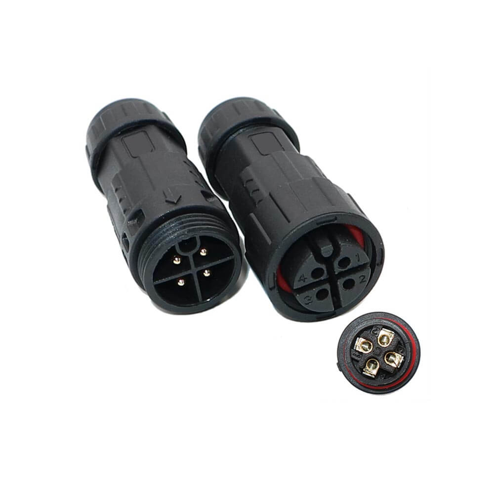 M19 Field Wireable Male And Female Butt-Joint Type 4-Core Wire And Cable Screw Lock Waterproof Connector