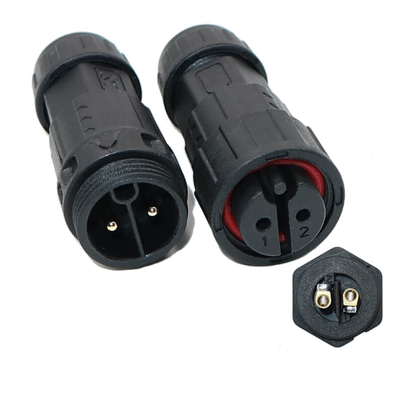 M19 LED-Stromanschluss, wasserdicht, 2-adrig, männlich und weiblich, Schraubtyp für Kabel