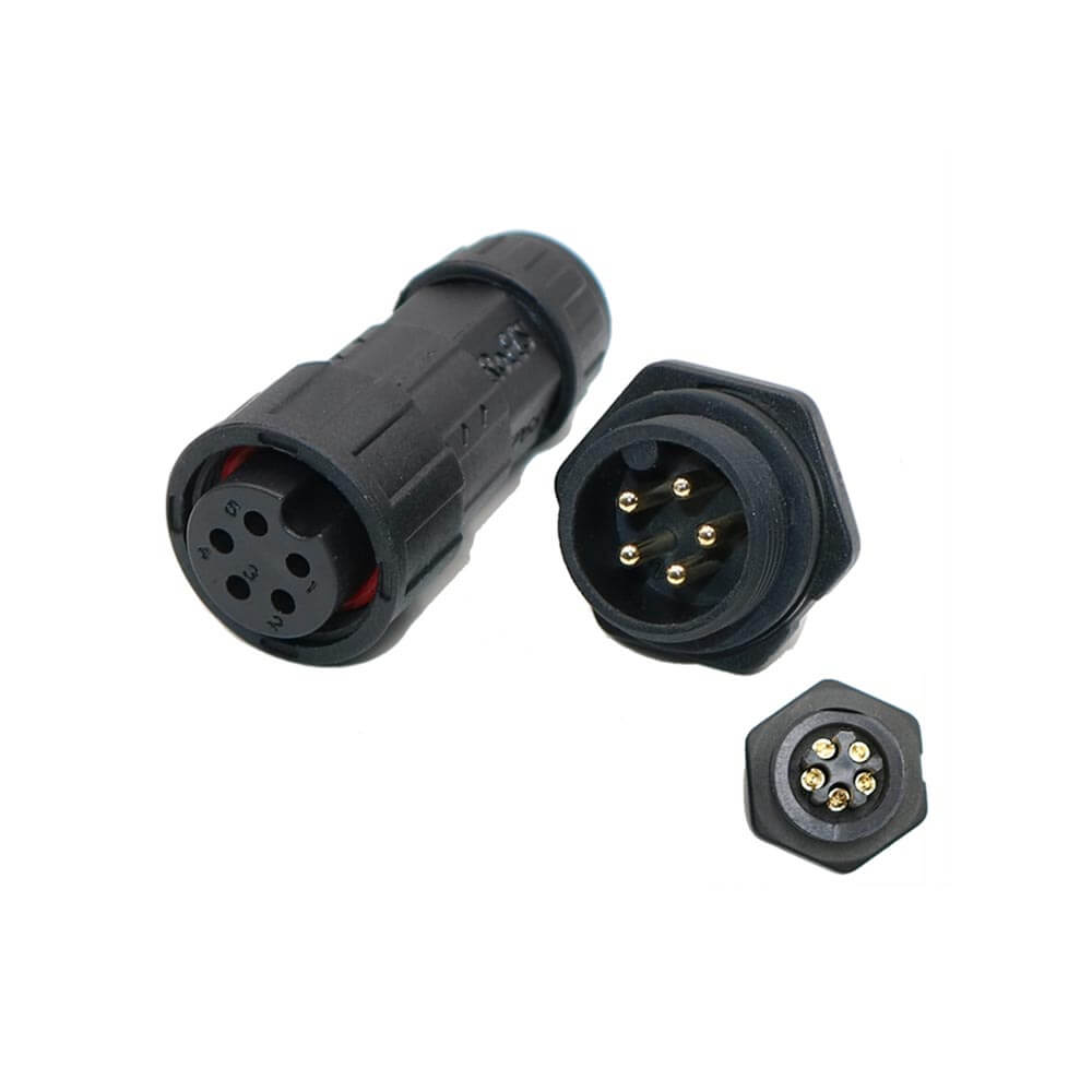 M19 Male and Female Aviation Plug 5-Pin Back Mount Solder Type Waterproof Battery Connector