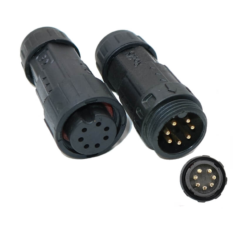 Soldadura tipo tope macho y hembra M19 para cable Conector impermeable de 7 núcleos LED