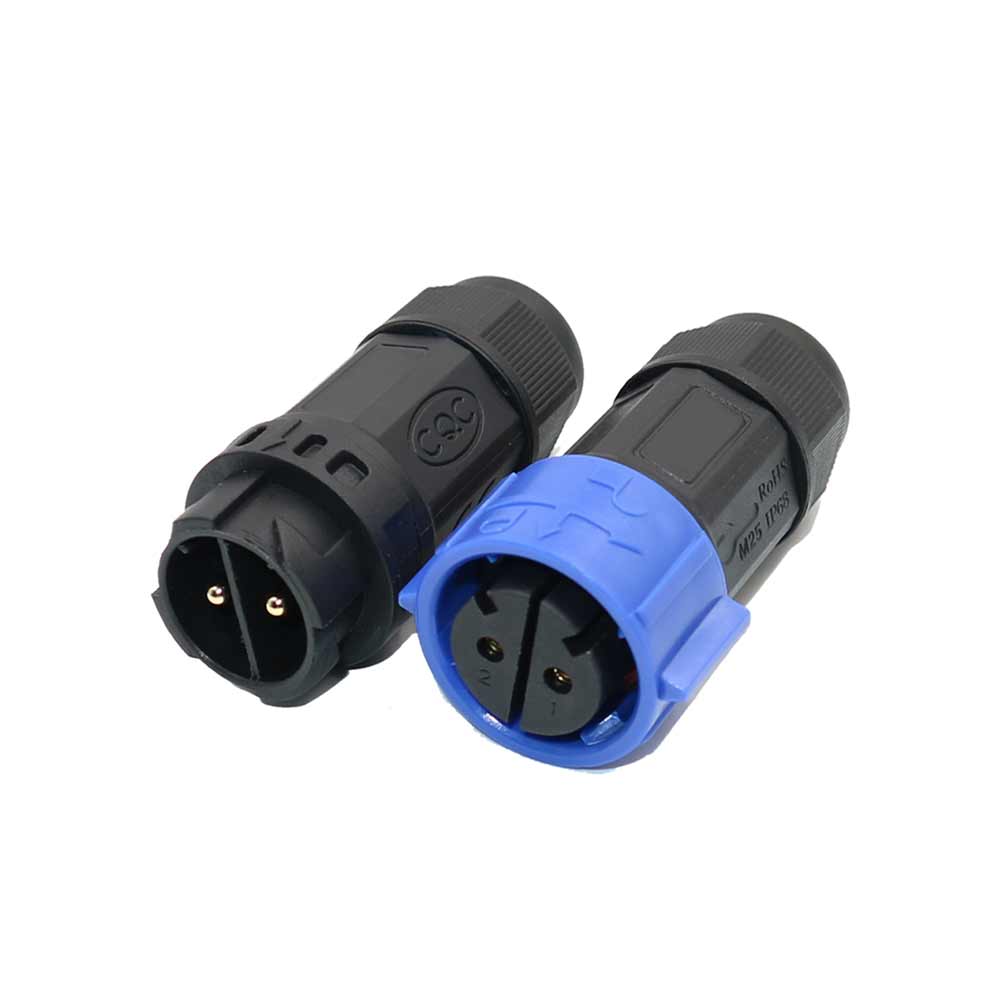M25 Bayonet Waterproof Connector 2-Core Nylon Material Locking Screw 35A Battery Charger Connector