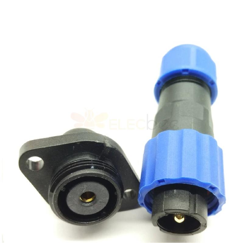 SP13 Waterproof Single pin Connector Plug and Socket with 2 Hole Flange