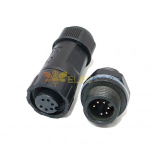 M12 Panel Back Mounted Waterproof Connector Solder Type for Cable 6 pin Mechanical Equipment Waterproof Plug Outdoor