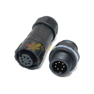 M12 Waterproof Panel Back Mounted Connector Solder Type for Cable 7 pin Mechanical Equipment Nylon PA66 Material Outdoor