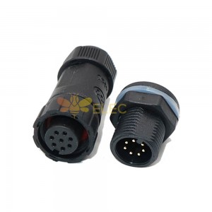 M12 Waterproof Panel Front Mounted Connector Solder Type for Cable 7 pin Mechanical Equipment Nylon PA66 Material Outdoor