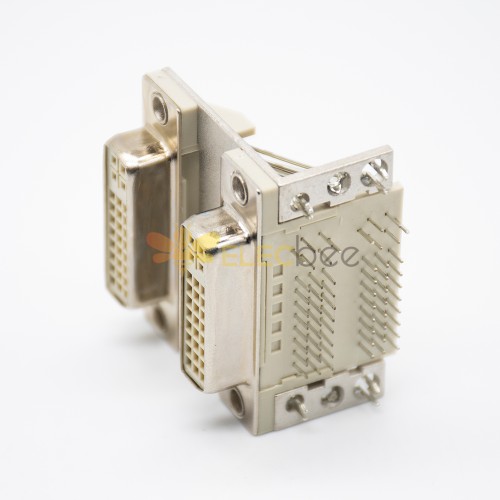 DVI24+5母座雙層接口連接器 PCB 彎頭插板式