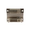 Receptáculo dual DVI 24+5 Contactos Montaje en PCB Agujero pasante apilado en ángulo recto 29S