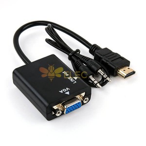 HDMI إلى VGA مع كابل 3.5 mm حتى نوع كاب ل PS3 ، XBOX360 ، دي في سي و STB