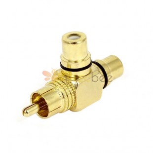 RCA Connector Splitter Gold Plated T Shape RCA 1 Male to 2 Female Jack Connector Plug Adapter