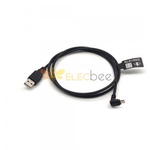Right Angle Micro USB Plug Down Angle to USB 2.0 A Male 1M Cable