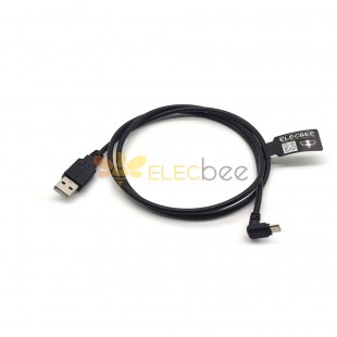 Ângulo direito Micro USB Plug Down Angle para USB 2.0 Um cabo masculino de 1M 25cm