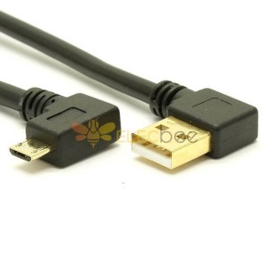 Right Angle USB2.0 Micro B Male to USB 2.0 A Male Cable for Data Transfer 0.5m