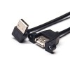 USB2.0接口OTG線材 Type A上彎頭公頭對母頭帶螺絲孔面板式 20Pcs
