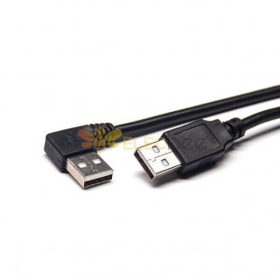 USB 2.0 A Male Right Angle to A Male Stright Black Extension Cable