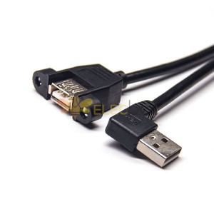 USB數據線公對母AM左彎頭對AF直式帶螺絲可固定OTG連接線