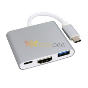 USB3.1 to HDMI+USB3.0+type c 3 in 1 Converter Ultra-thin Design Quick Definition for Phone and Macbook