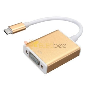 USB3.1 Tipo C para VGA Converter Cabo Masculino para Feminino 1080p alta definição