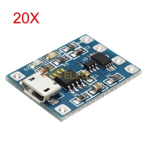 20 piezas Micro USB TP4056 módulo de protección de carga y descarga protección contra sobrevoltaje 18650