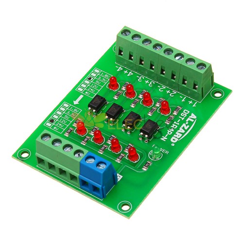 Placa de isolamento de optoacoplador de 5 V a 24 V de 4 canais Módulo isolado PLC Placa de conversor de tensão de nível de sinal 4 bits