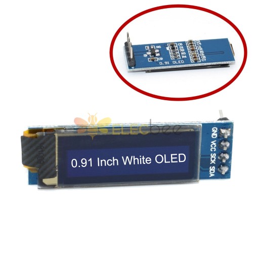 0,91 Zoll 128x32 IIC I2C Weißes OLED-Anzeigemodul SSD1306 Treiber IIC DC 3,3 V 5 V