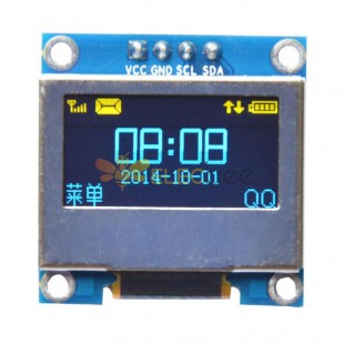 Écran OLED IIC I2C bleu jaune 0,96 pouces 4 broches avec couvercle de protection d'écran pour Arduino