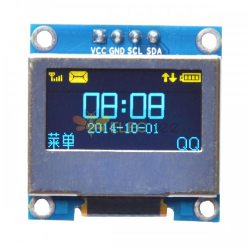 Tela OLED de 0,96 polegadas 4 pinos azul amarelo IIC I2C com capa de proteção de tela para Arduino