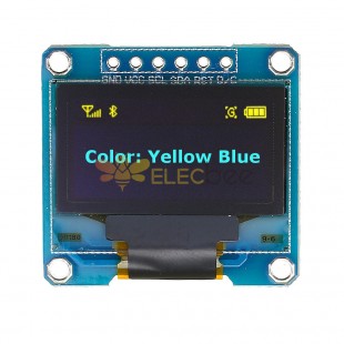 Module d'affichage OLED bleu jaune 0,96 pouces 6 broches 12864 SPI