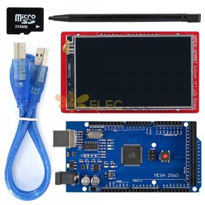 3.2英寸TFT LCD顯示模塊觸摸屏屏蔽套件溫度傳感器+觸摸筆/TF卡
