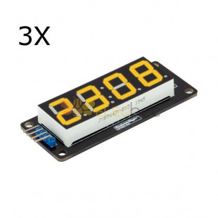 Modulo display a 7 segmenti a 4 cifre con tubo LED giallo da 0,56 pollici da 3 pezzi