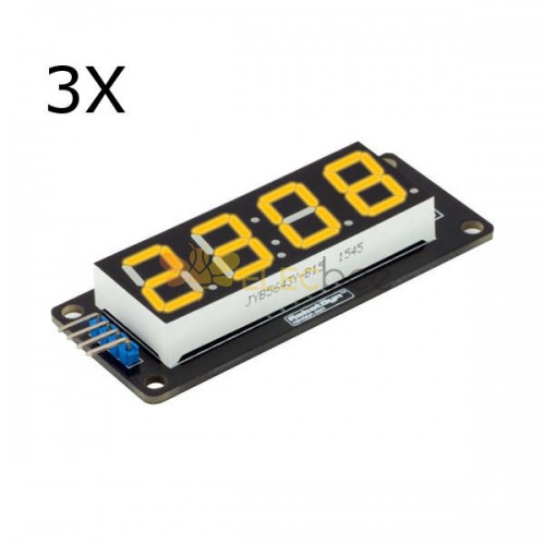 3pcs 0,56 pouces tube LED jaune module d\'affichage à 4 chiffres et 7 segments