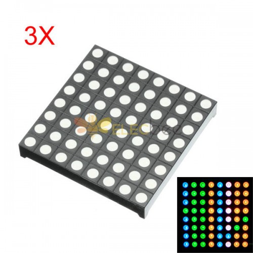 3Pcs Three-color Common Anode RGB LED Dot Matrix Display Module Compatible Colorduino