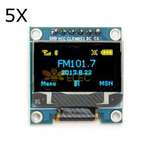 5Pcs 0.96英寸6Pin 12864 SPI蓝黄OLED显示模组