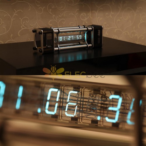 Horloge à tube fluorescent IV-18 assemblée 6 pilier d\'énergie en alliage d\'aluminium à affichage numérique avec télécommande