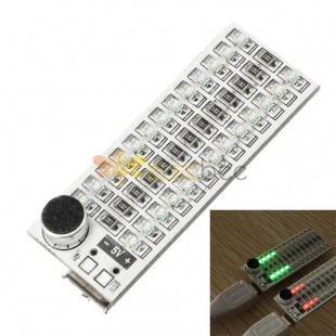 2x13 USB Mini Spectrum LED Board Voice Control Sensitivity Adjustable Red