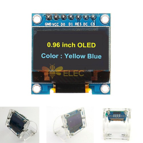 Écran OLED 7Pin 0.96 pouces + boîtier acrylique coque transparente 12864 SSD1306 SPI IIC Module d\'écran LCD série