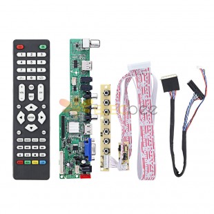 Signal numérique M3663.03B DVB-T2 Carte de pilote de contrôleur TV LCD universel TV/PC/VGA/HDMI/USB + bouton 7 touches + câble LVDS 1ch 6bit 40 broches