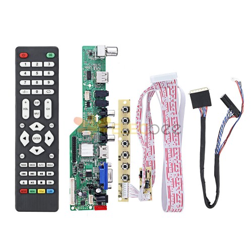 Цифровой сигнал M3663.03B DVB-T2 Универсальный контроллер ЖК-телевизора Плата драйвера ТВ/ПК/VGA/HDMI/USB + 7 клавиш + 1-канальный 6-битный 40-контактный кабель LVDS