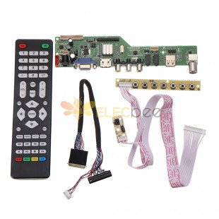 Dijital Sinyal M3663.03B DVB-T2 Evrensel LCD TV Denetleyici Sürücü Kartı TV/PC/VGA/HDMI/USB+7 Anahtar Düğmesi+2ch 6bit 40pins LVDS Kablosu