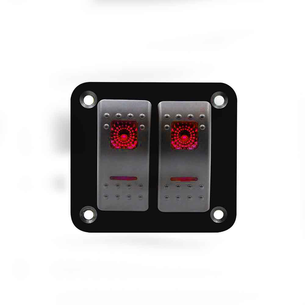 Kırmızı Göstergeli Araba RV Golf Arabası için 2 Yollu LED Otomotiv Rocker Anahtarı Kontrol Paneli