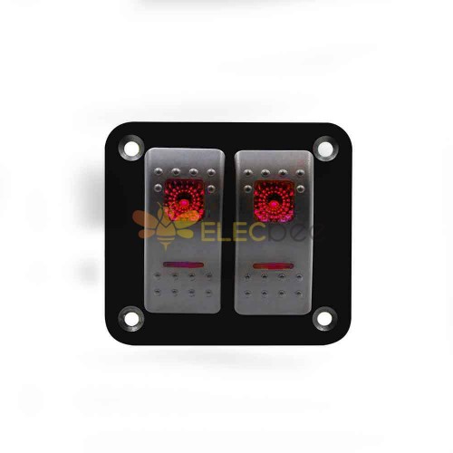 Panel de control de interruptor basculante automotriz LED de 2 vías para carrito de golf de coche RV con indicadores rojos