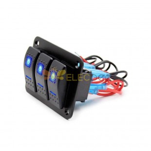 3 Way High Current 12V/10A Rocker Switch Panel for Vehicles Multi-functional DC Power Control Blue LED