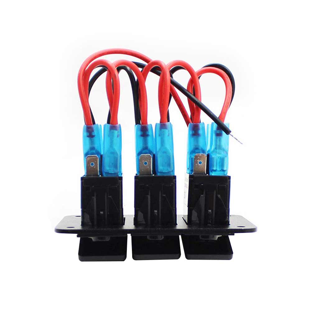 3 Way High Current 12V/10A Rocker Switch Panel for Vehicles Multi-functional DC Power Control Blue LED