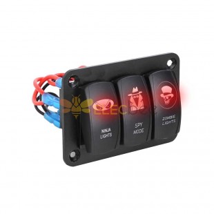 3 Yollu Çok fonksiyonlu Alüminyum Alaşımlı LED Tekne Anahtarı 12-24 V Gerilim Kendinden kilitlemeli Sıfırlama Tasarımı Kırmızı Işık Göstergesi