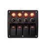 4 Gang Automotive Toggle Rocker Switch Painel Protetor de Sobrecarga DC12V / 24V Luz LED Vermelha