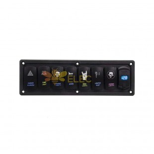 7 Way Yacht Switch Panel Modification with 5-Pin ON/OFF Power Control Buttons Universal 12-24V - Blue Light