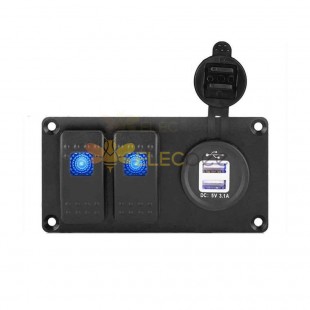 Automotive Marine 2 Way Rocker Switch Waterproof 12-24V ON/OFF Switch Blue Light