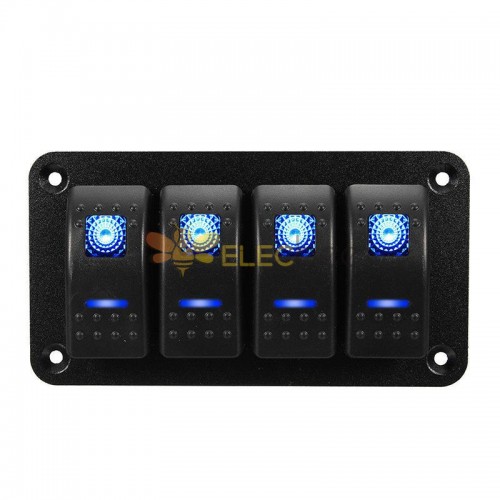 12 V/24 V 4-Wege-Kfz-Kippschalter-Panel, 5-polig, für Auto, Wohnmobil, Bus, Leistungssteuerung, blaues Licht