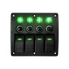 Otomotiv 4 Gang LED Arkadan Aydınlatmalı Geçiş Rocker Anahtarı Paneli Sis Lambası Devre Kesici Yeşil Işık