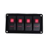 Automotive Toggle Rocker Switch Panel 5 Pins 4 Way Car RV Bus Power Control DC12V/24V Red Light