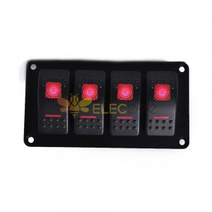 Painel de interruptor oscilante automotivo, 5 pinos, 4 vias, carro, rv, controle de energia, dc12v/24v, luz vermelha